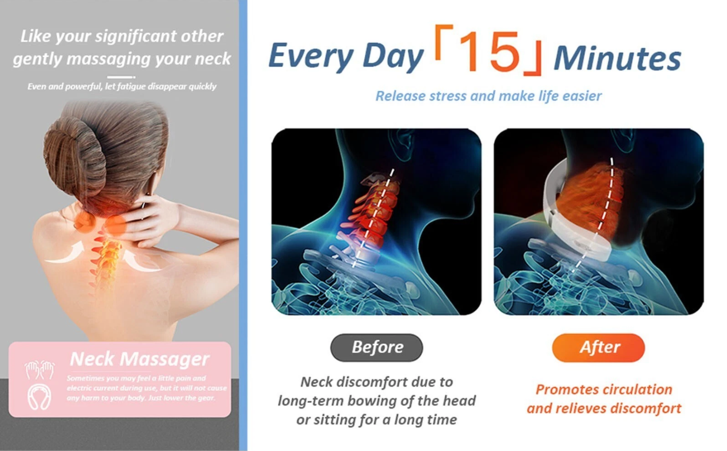 Portable Electric Neck Massager Cervical Relaxation Device for Home, Office & Travel