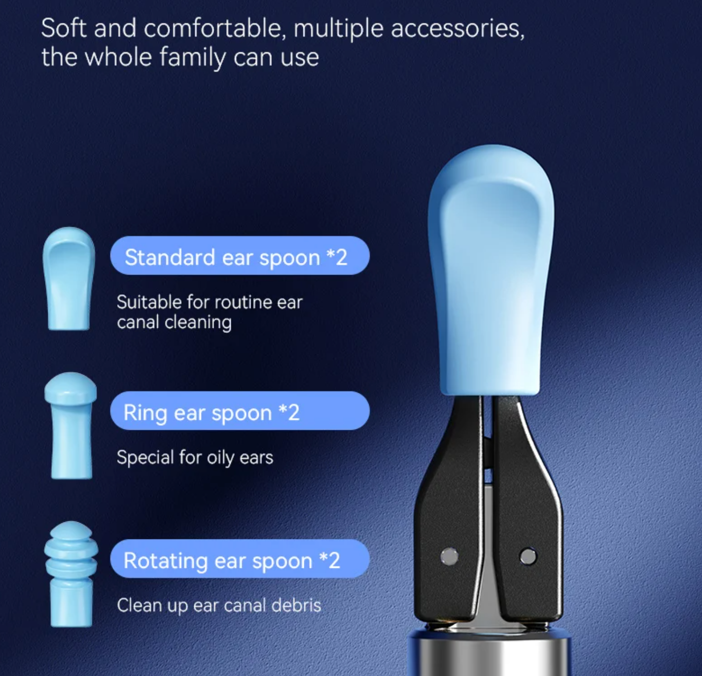 Visual Ear Cleaning Camera 12MP with EarCare Picks Tweezers & 6 Silicone Spoons