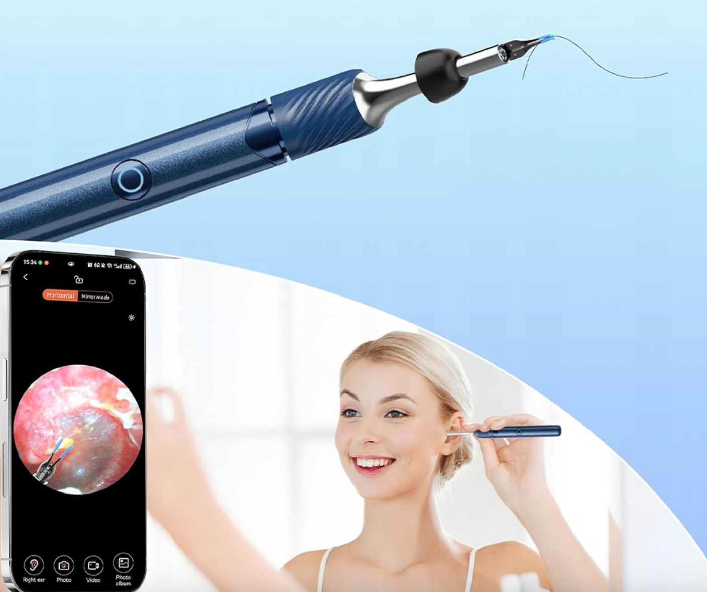 Visual Ear Cleaning Camera 12MP with EarCare Picks Tweezers & 6 Silicone Spoons