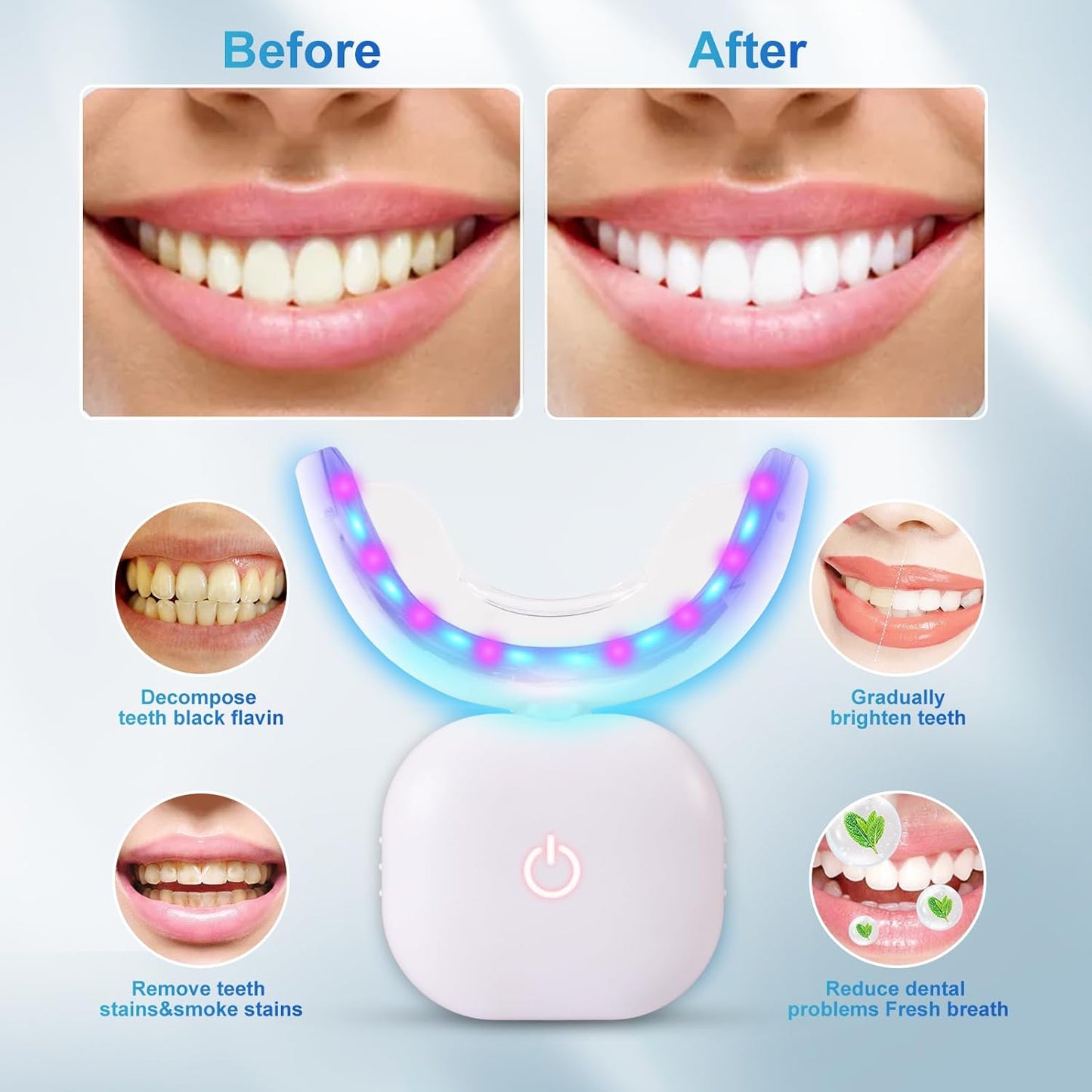 Wireless LED Teeth Whitening Light Dental Care Device for Adults