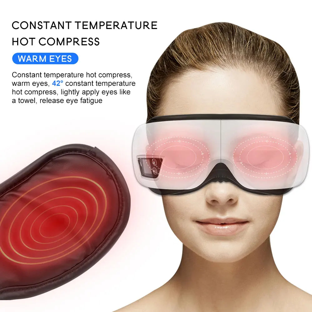 6D Smart Eye Massager with Heat Vibration Music – Eye Care Mask for Relaxation and Eye Strain Relief
