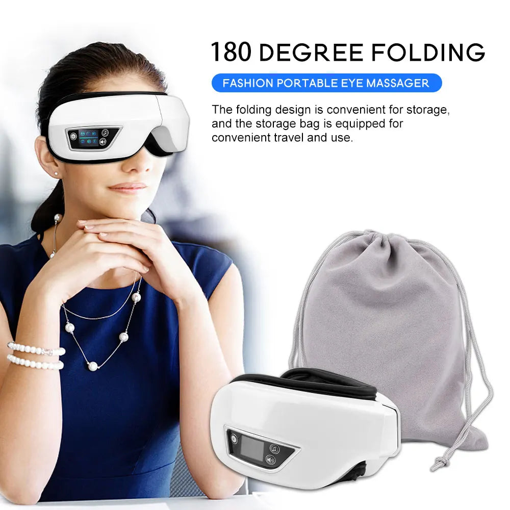 6D Smart Eye Massager with Heat Vibration Music – Eye Care Mask for Relaxation and Eye Strain Relief