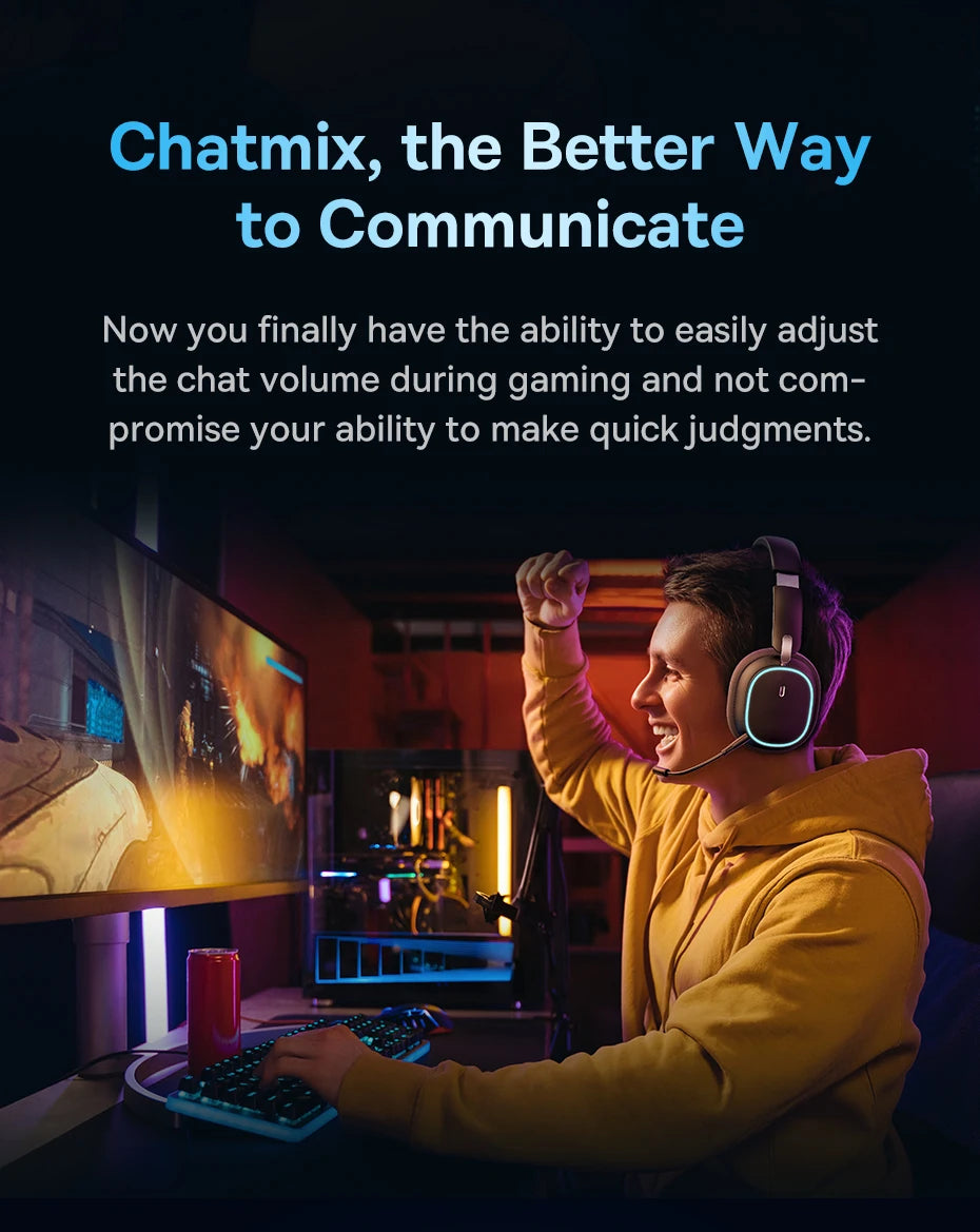 RGB Lights GH02 Wireless & Wired Bluetooth 5.3 & 2.4GHz Gaming Headsets with Microphone