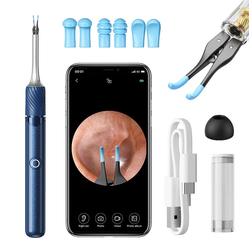 Visual Ear Cleaning Camera 12MP with EarCare Picks Tweezers & 6 Silicone Spoons