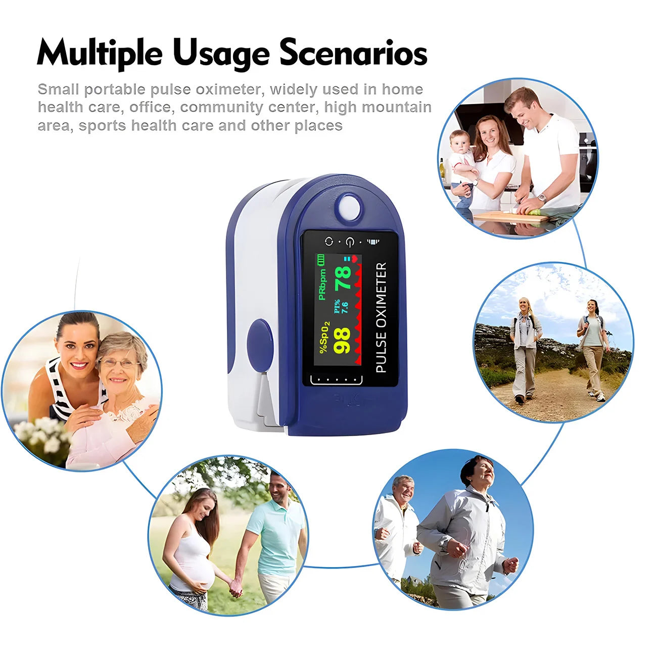Visual Fingertip Pulse Oximeter Saturation SpO2 with Display – Blood Oxygen Saturation for Home Use