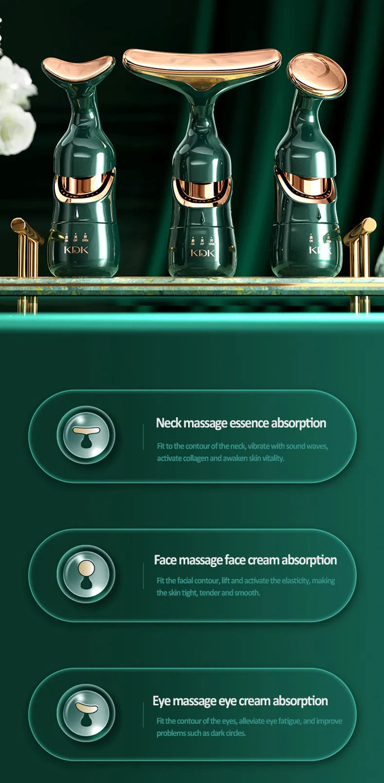 Microcurrent Face Neck & Eye Massage Beauty Device for Skin Care & Relaxation