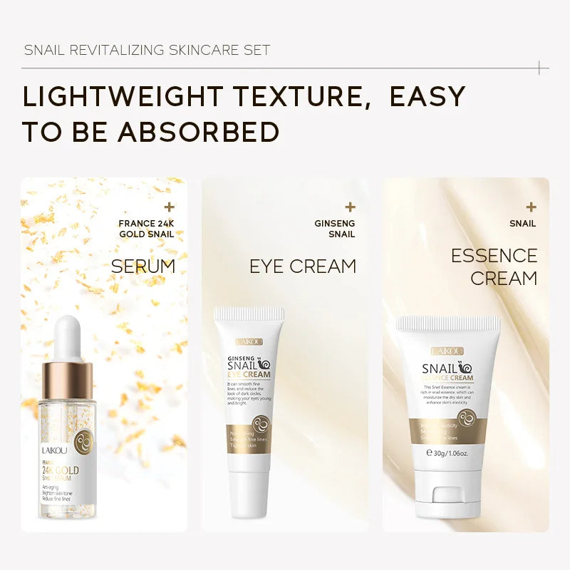 Hydrating Face & Eye Cream Skincare Kit with Anti-Aging Snail 24K Gold