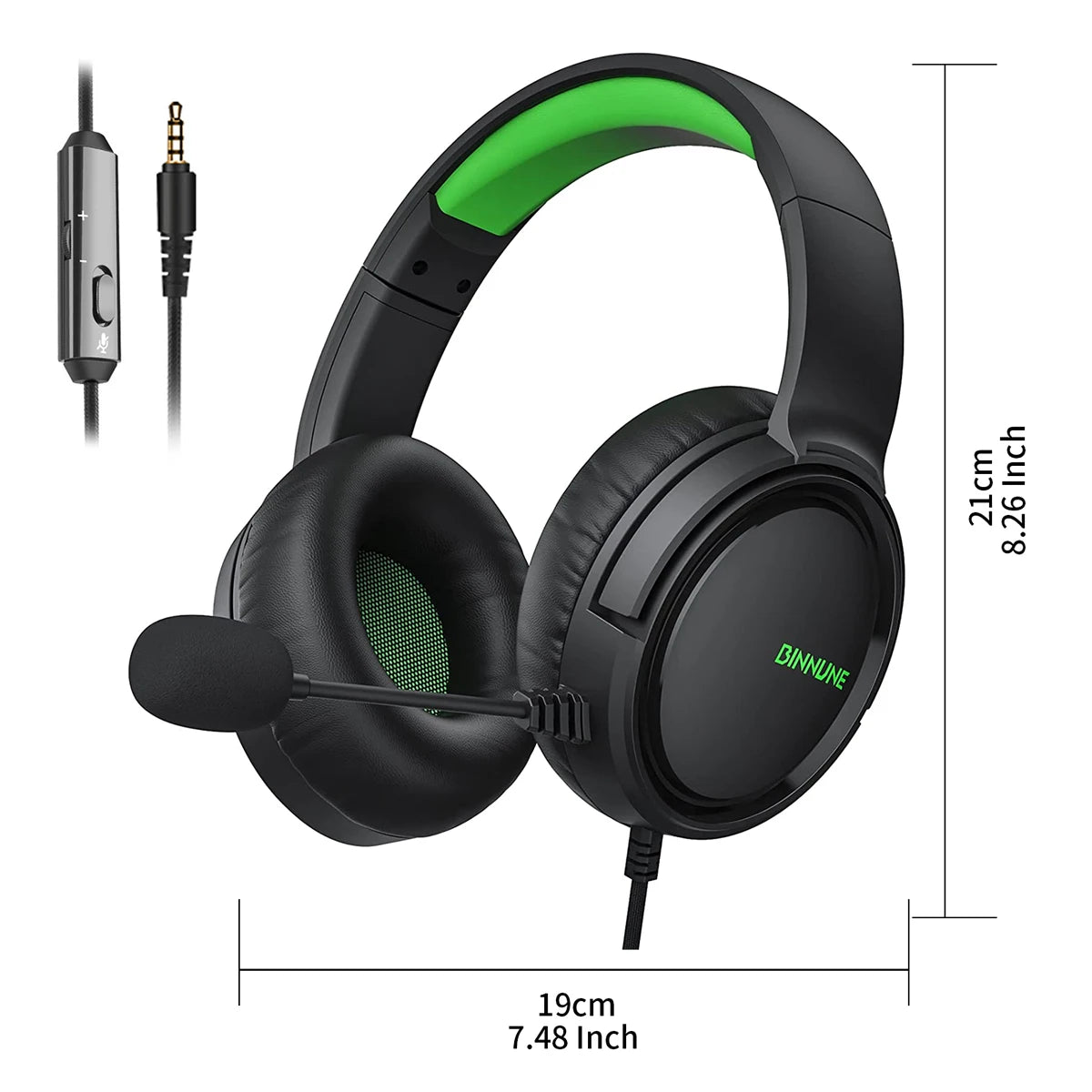 BINNUNE Wired Gaming Headphones 97dB with Microphone for PS4 PS5 Xbox Series Tablets & Laptops