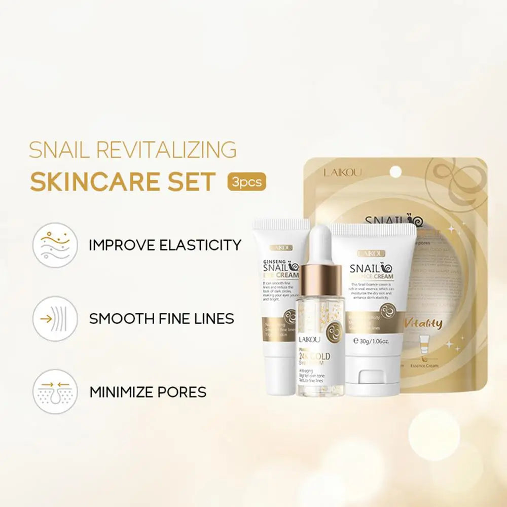 Hydrating Face & Eye Cream Skincare Kit with Anti-Aging Snail 24K Gold