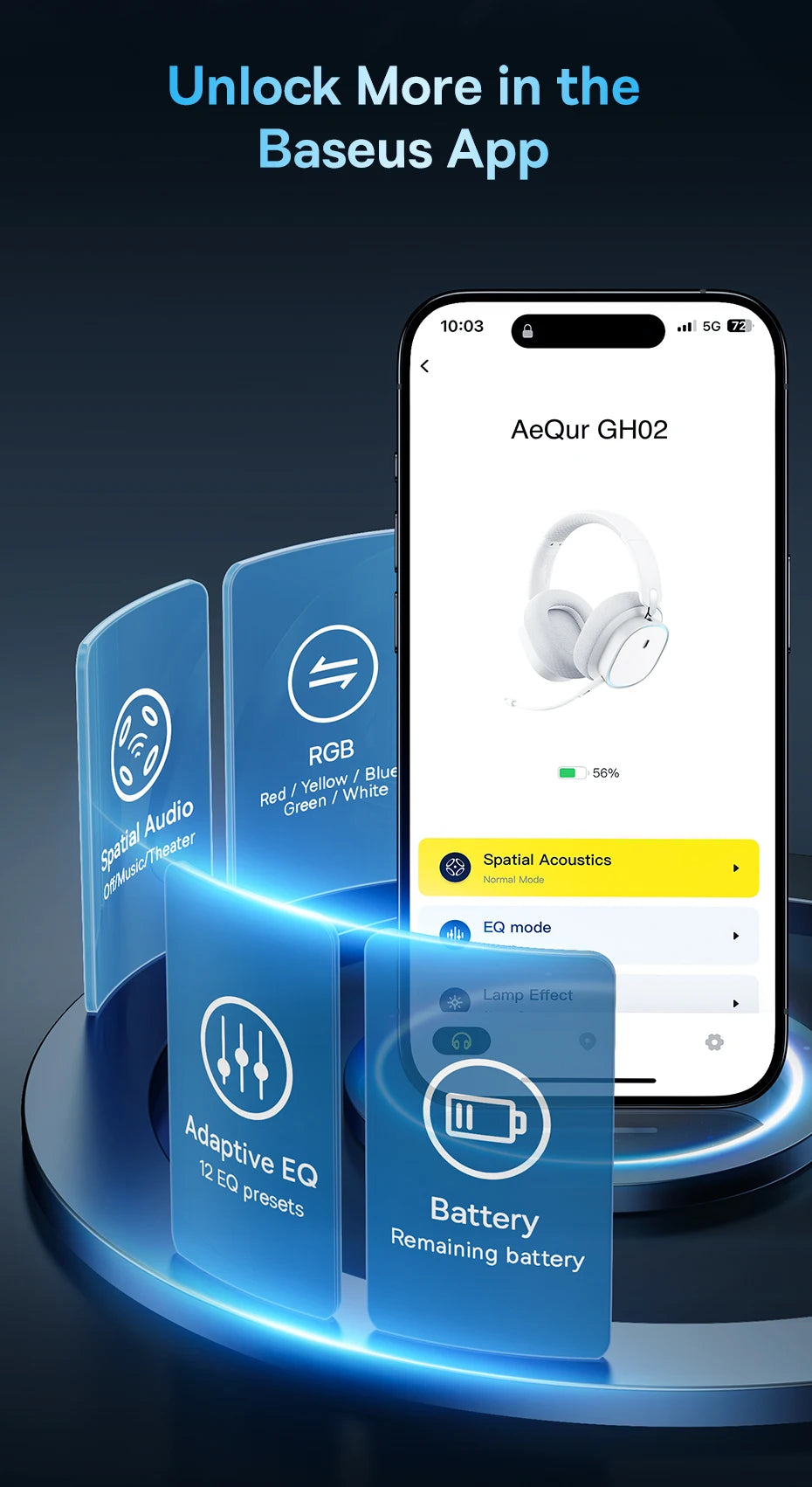 RGB Lights GH02 Wireless & Wired Bluetooth 5.3 & 2.4GHz Gaming Headsets with Microphone
