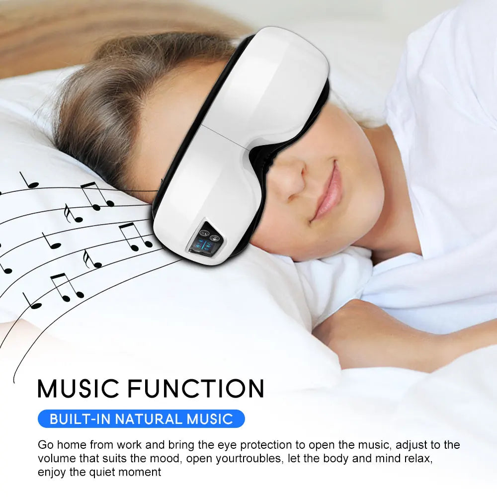 6D Smart Eye Massager with Heat Vibration Music – Eye Care Mask for Relaxation and Eye Strain Relief