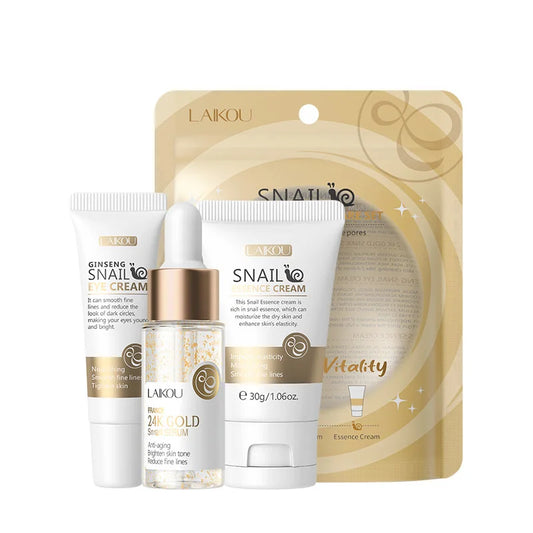 Hydrating Face & Eye Cream Skincare Kit with Anti-Aging Snail 24K Gold