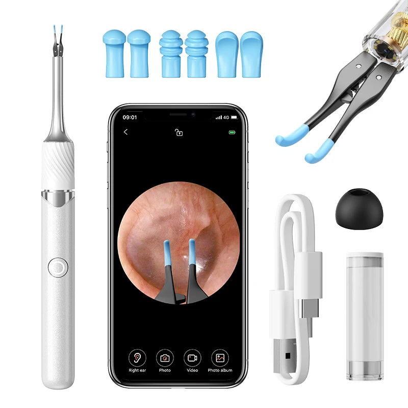Visual Ear Cleaning Camera 12MP with EarCare Picks Tweezers & 6 Silicone Spoons