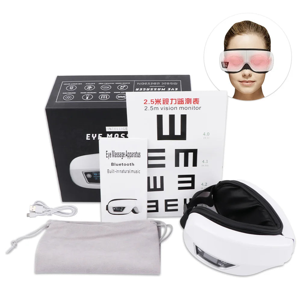 6D Smart Eye Massager with Heat Vibration Music – Eye Care Mask for Relaxation and Eye Strain Relief