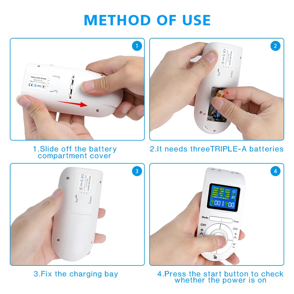 Electric Muscle Stimulator with 12 Modes – Digital Body Massager for Relaxation and Fitness Recovery