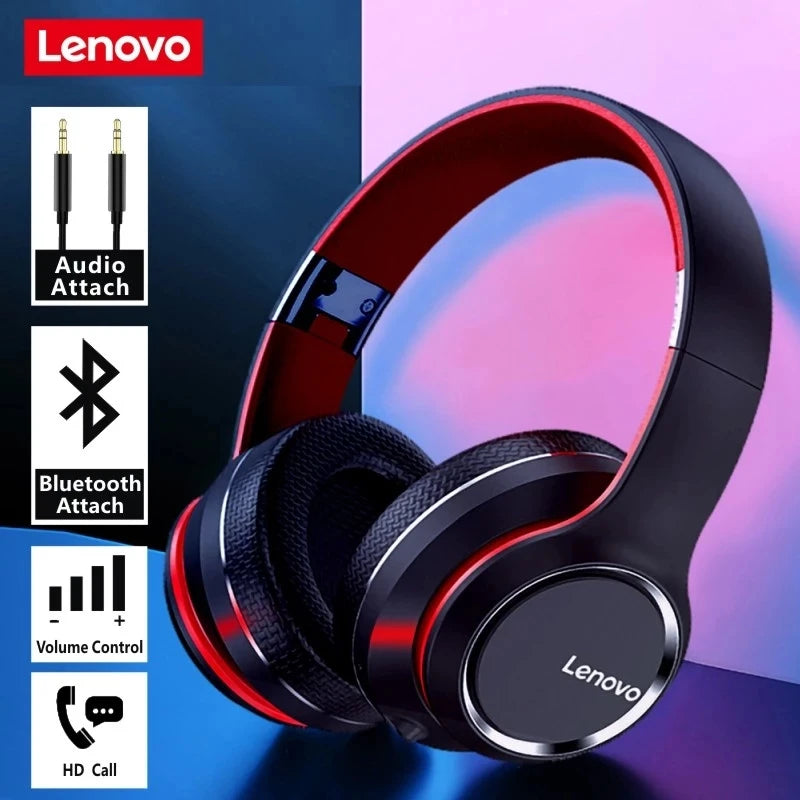 Lenovo HD200 Wireless Bluetooth Over-Ear Headphones with Noise Cancellation for Gaming & Music
