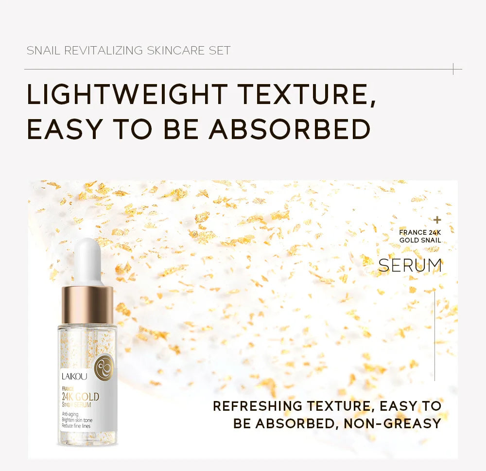 Hydrating Face & Eye Cream Skincare Kit with Anti-Aging Snail 24K Gold
