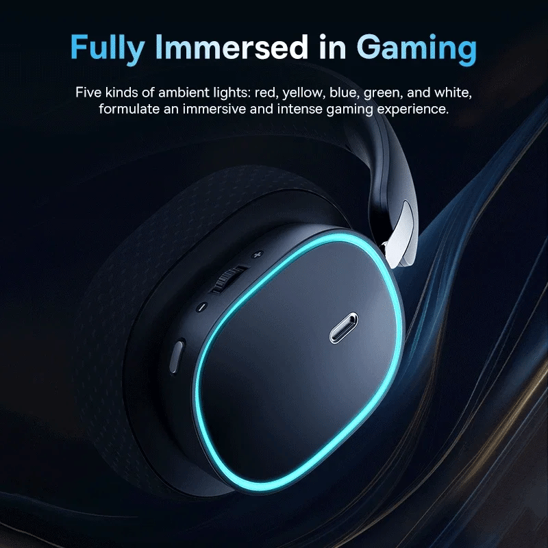 RGB Lights GH02 Wireless & Wired Bluetooth 5.3 & 2.4GHz Gaming Headsets with Microphone