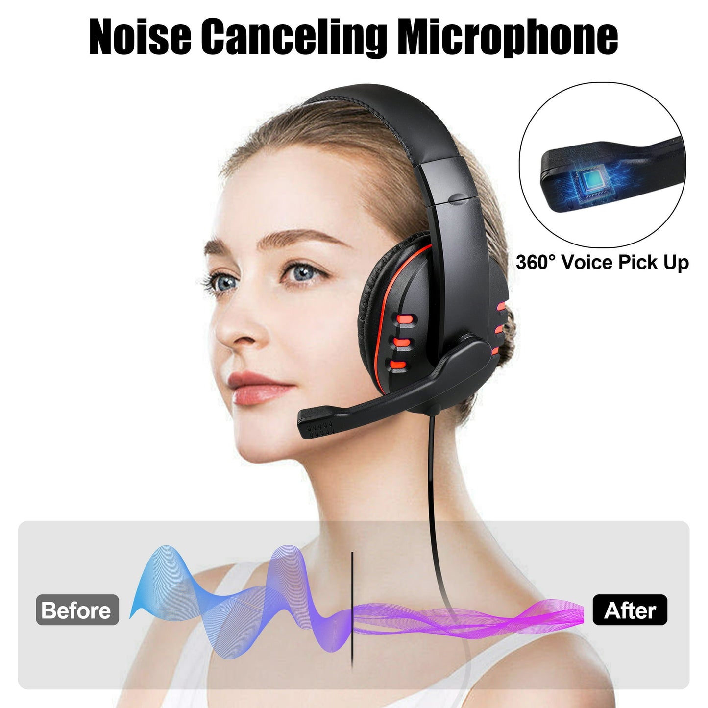 Noise Cancelling Wired Gaming Headphones with Bass Surround for Nintendo Games PS4 & Laptops