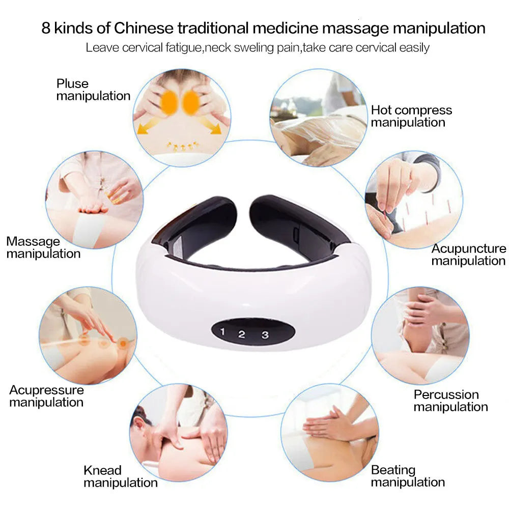 SALORIE Electric Neck Massager EMS Pulse Back 6 Modes Power Control