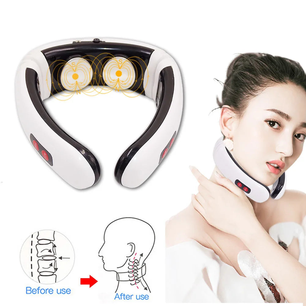 SALORIE Electric Neck Massager EMS Pulse Back 6 Modes Power Control