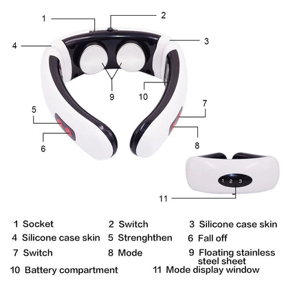 SALORIE Electric Neck Massager EMS Pulse Back 6 Modes Power Control