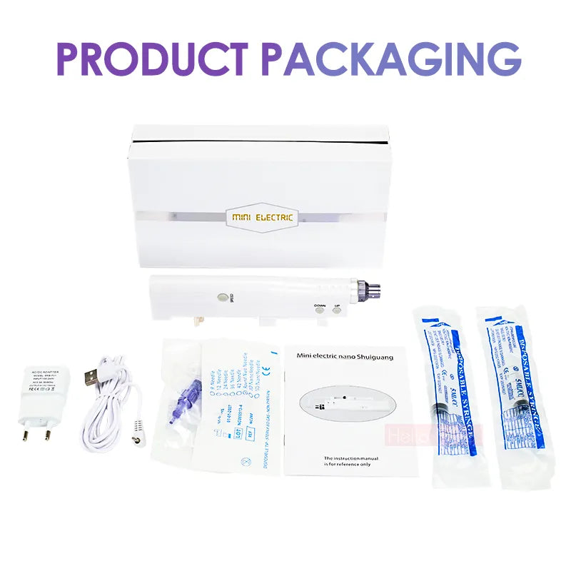 Hello Face 2 in 1 Portable Water Light Injection Aqua Derma Pen With 12 Pin Needle