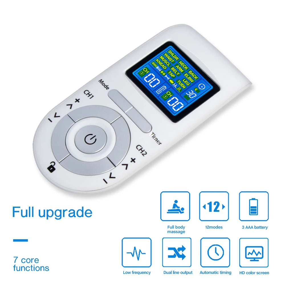 Electric Muscle Stimulator with 12 Modes – Digital Body Massager for Relaxation and Fitness Recovery