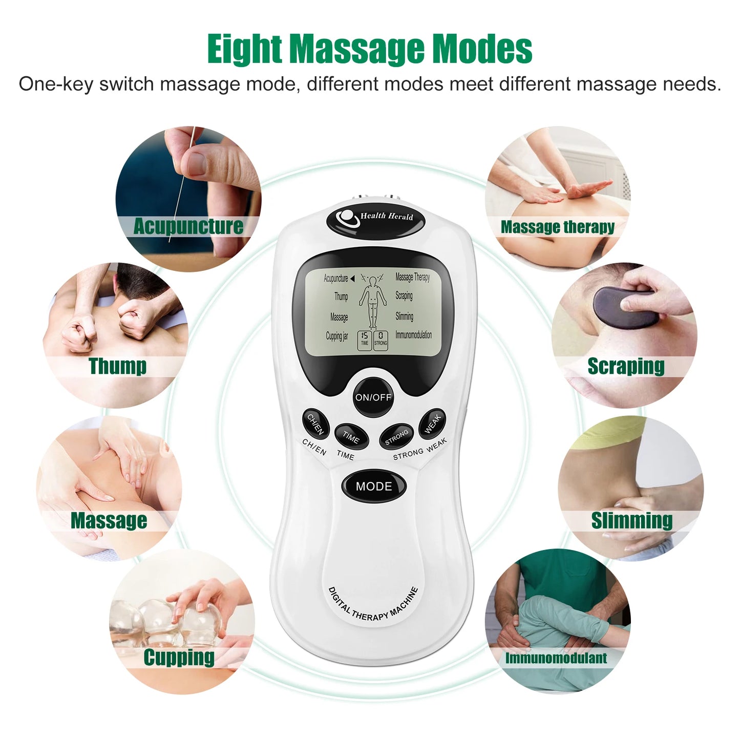 SALORIE 8 Mode EMS Electric Herald Tens Machine Acupuncture Body Massage