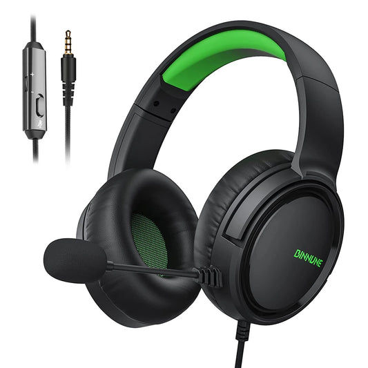 BINNUNE Wired Gaming Headphones 97dB with Microphone for PS4 PS5 Xbox Series Tablets & Laptops