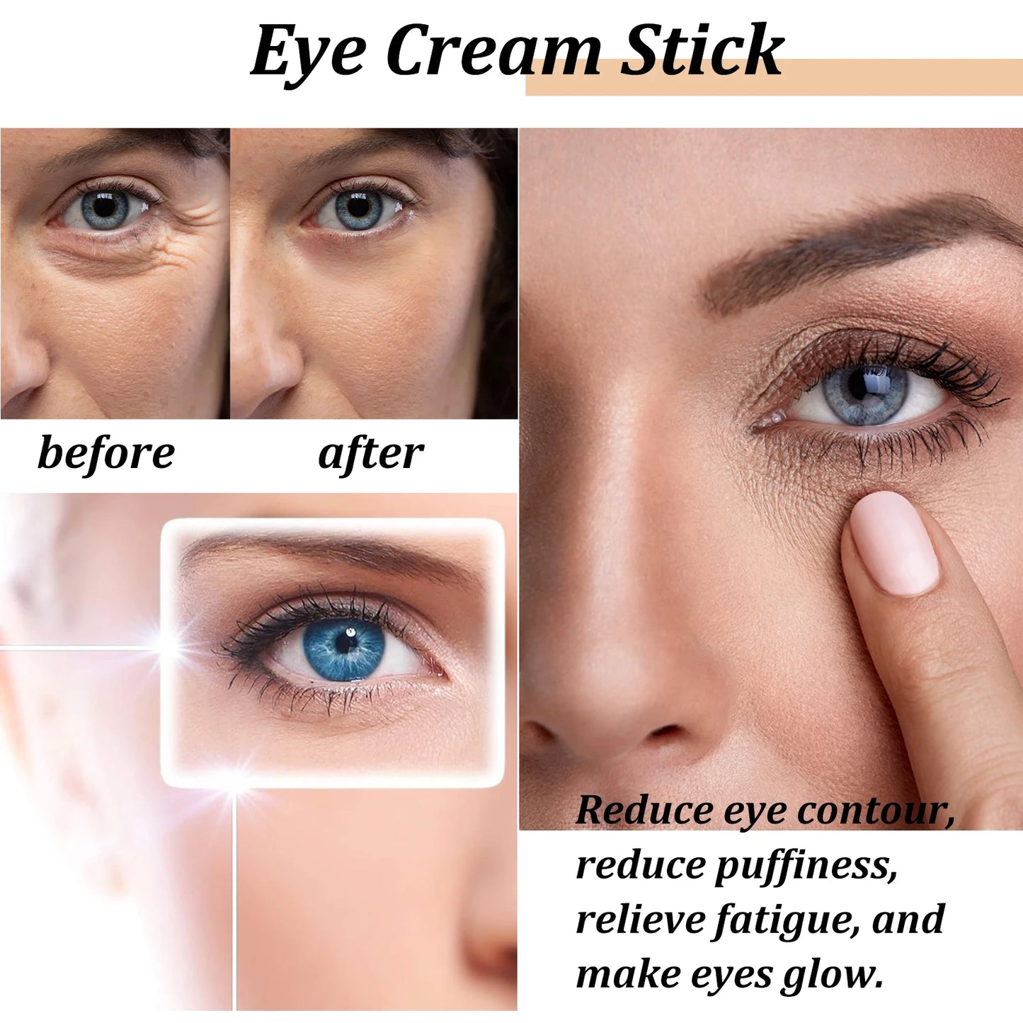 Hydrating Formula Snail Collagen Eye Cream Stick for Puffiness, Dark Circles & Fine Lines