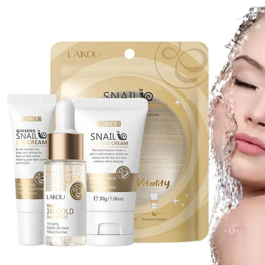 Hydrating Face & Eye Cream Skincare Kit with Anti-Aging Snail 24K Gold
