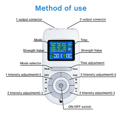 Electric Muscle Stimulator with 12 Modes – Digital Body Massager for Relaxation and Fitness Recovery