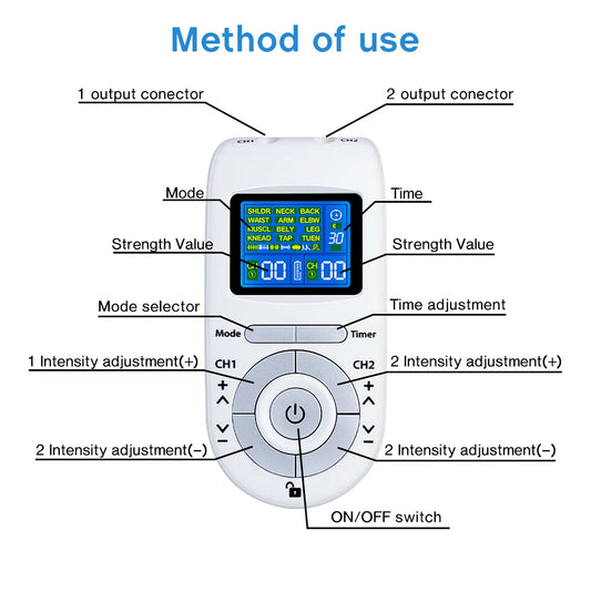 Electric Muscle Stimulator with 12 Modes – Digital Body Massager for Relaxation and Fitness Recovery