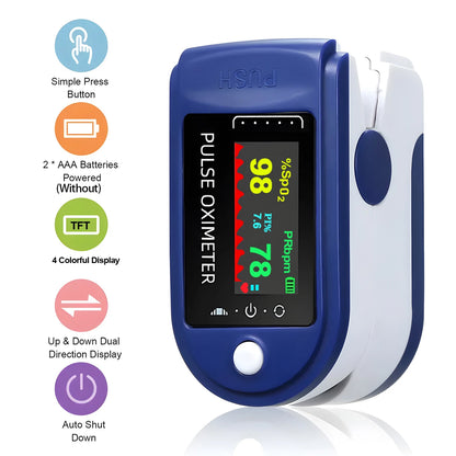 Visual Fingertip Pulse Oximeter Saturation SpO2 with Display – Blood Oxygen Saturation for Home Use