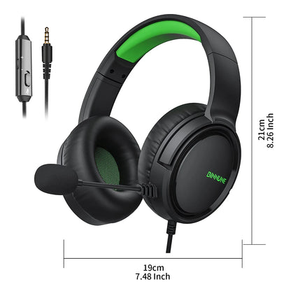 BINNUNE Wired Gaming Headphones 97dB with Microphone for PS4 PS5 Xbox Series Tablets & Laptops
