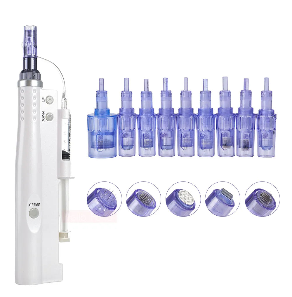 Hello Face 2 in 1 Portable Water Light Injection Aqua Derma Pen With 12 Pin Needle