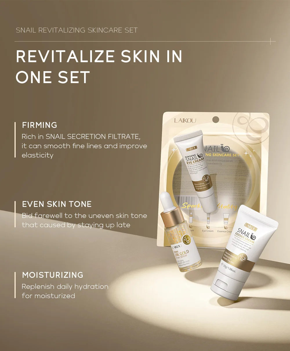 Hydrating Face & Eye Cream Skincare Kit with Anti-Aging Snail 24K Gold