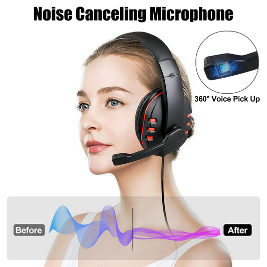 Noise Cancelling Wired Gaming Headphones with Bass Surround for Nintendo Games PS4 & Laptops